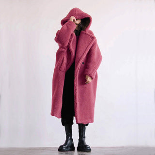 Mantel Damen Lang Mit Knöpfen in Rosa