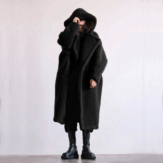 Mantel Damen Lang Mit Knöpfen in Schwarz
