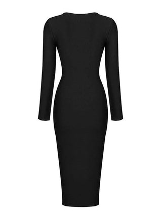 Mara – Bodycon - Midikleid mit tiefem Rückenausschnitt und Reißverschlussdetail - Cecile LavelleSchwarz