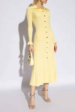 Mara – Elegantes Hemdblusenkleid mit Knopfleiste in Pastellgelb - Cecile LavelleGelb