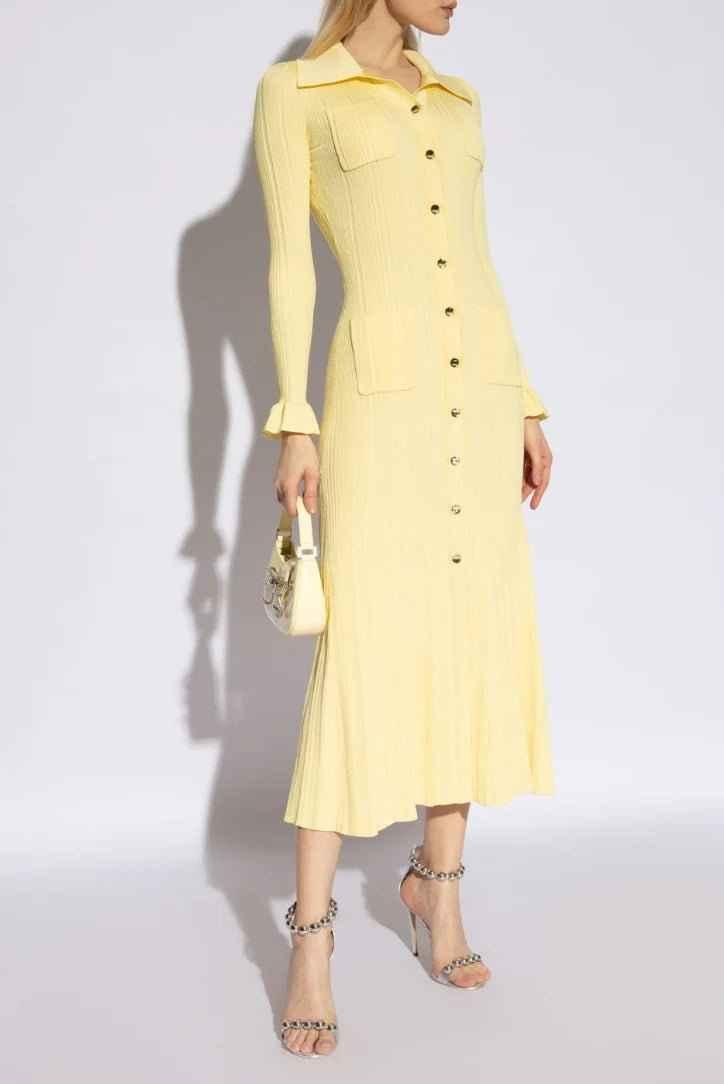 Mara – Elegant Shirt Dress with Button Placket in Pastel Yellow