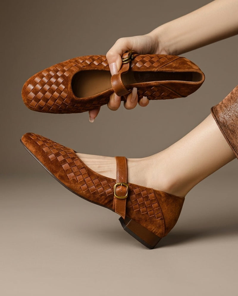 Mary Jane ballerinas for women with braided straps