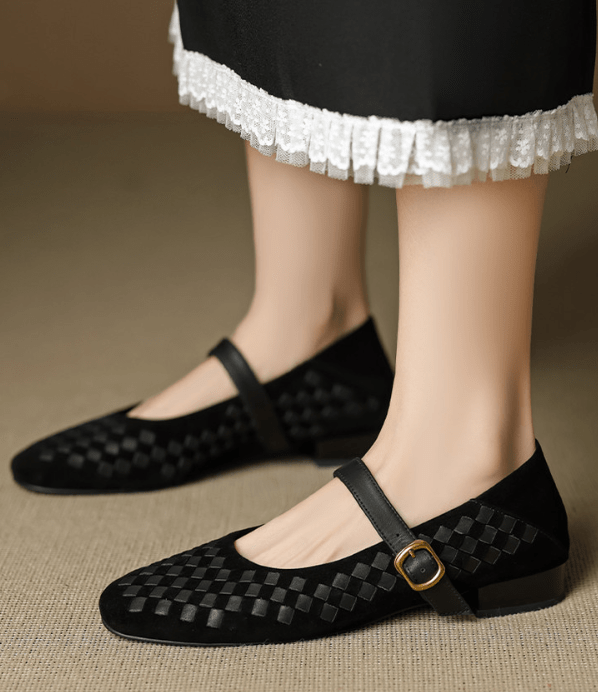 Mary Jane ballerinas for women with braided straps