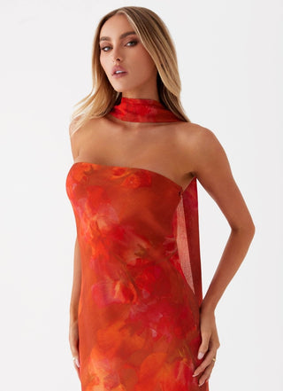 Maxikleid Blumendruck Sommer - Cecile LavelleRot