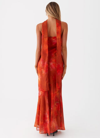 Maxikleid Blumendruck Sommer - Cecile LavelleRot