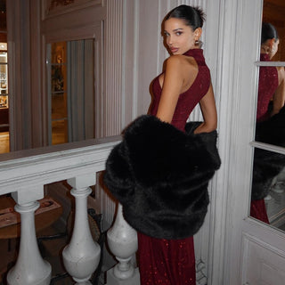 Maxikleid Festlich mit Pailletten - Cecile LavelleBurgunderrot