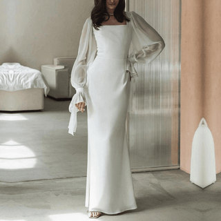 Maxikleid Langarm Festlich - Cecile LavelleWeiß