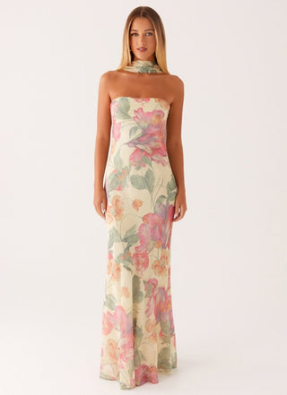 Maxikleid Sommer Blumendruck - Cecile LavelleCreme