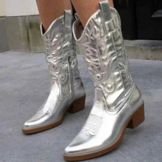 Metallic - Stiefel mit Westernschnitt - Cecile LavelleSilber
