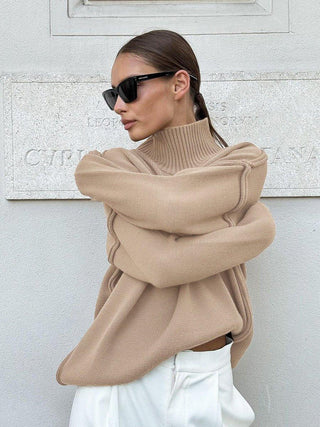 mia – oversized rollkragenpullover mit strukturdetails - Cecile LavelleKhaki