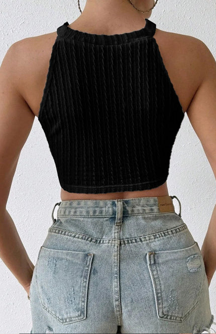 Zara – Top corto all'uncinetto con frange e schiena incrociata