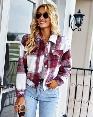 Mila – Kariertes Overshirt mit Brusttaschen & Knopfleiste - Cecile LavelleRot