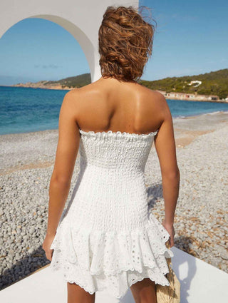 Chloé – Schulterfreies Sommerkleid mit Volant-Rock