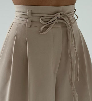 Mina – High - Waist - Hose mit Bindegürtel und weitem Bein - Cecile LavelleWeiß