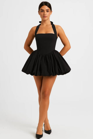 Minikleid Damen Gepunktet Kurz Elegant - Cecile LavelleSchwarz
