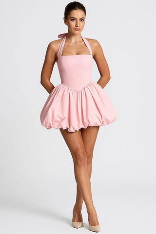 Minikleid Damen Gepunktet Kurz Elegant - Cecile LavelleHellrosa