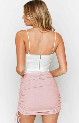 Mira – Minirock mit Raffung und Schleifendetail an den Seiten - Cecile LavelleGrau