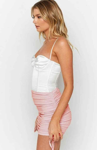 Mira – Minirock mit Raffung und Schleifendetail an den Seiten - Cecile LavelleGrau