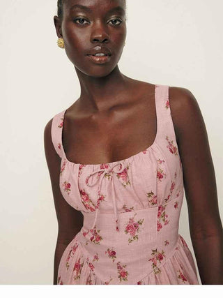 Mira – romantisches Midikleid mit Vintage - Touch aus 100% Baumwolle - Cecile LavelleRosa