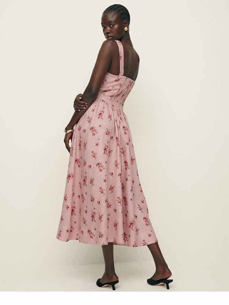 Mira – romantic midi dress with vintage touch made from 100% cotton