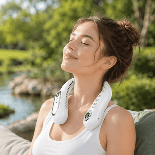 Nackenventilator tragbar mit USB und 360° Kühlung - Cecile LavelleWeiß