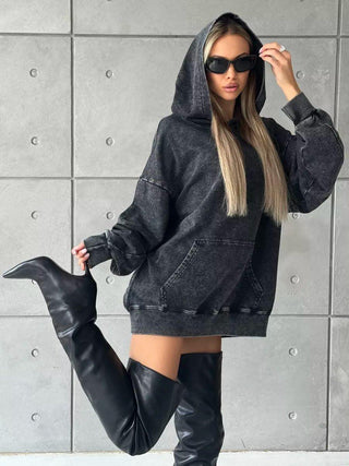 Nova – Oversized Hoodie im Washed - Look mit Kapuze - Cecile LavelleSchwarz