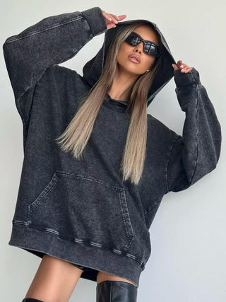 Nova – Oversized Hoodie im Washed - Look mit Kapuze - Cecile LavelleSchwarz