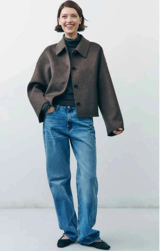 Oversize - Mantel mit Stehkragen - Cecile LavelleBraun