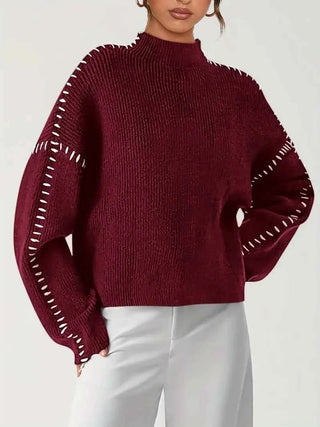 Oversize - Pullover mit hohem Kragen - Cecile LavelleRot
