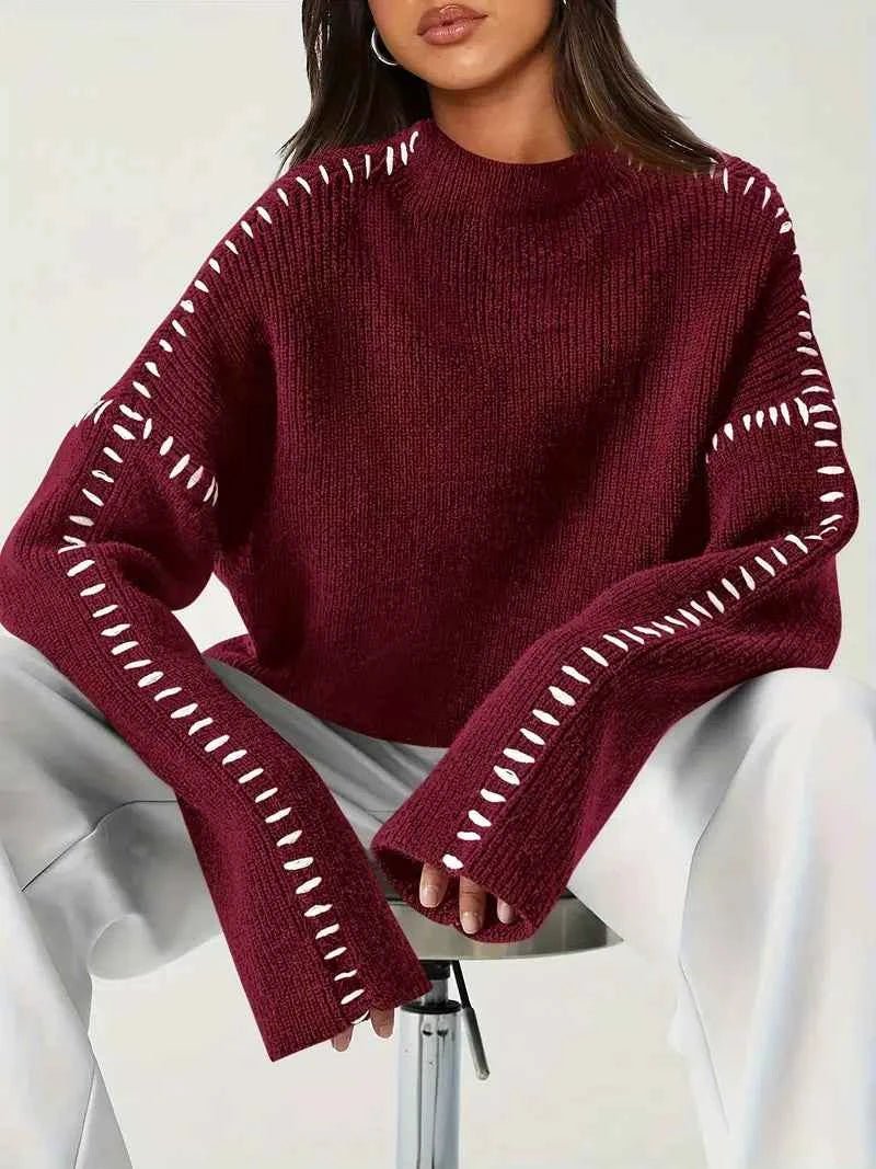 Oversized sweater with high collar