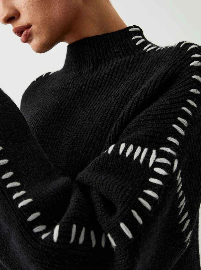 Oversized sweater with high collar