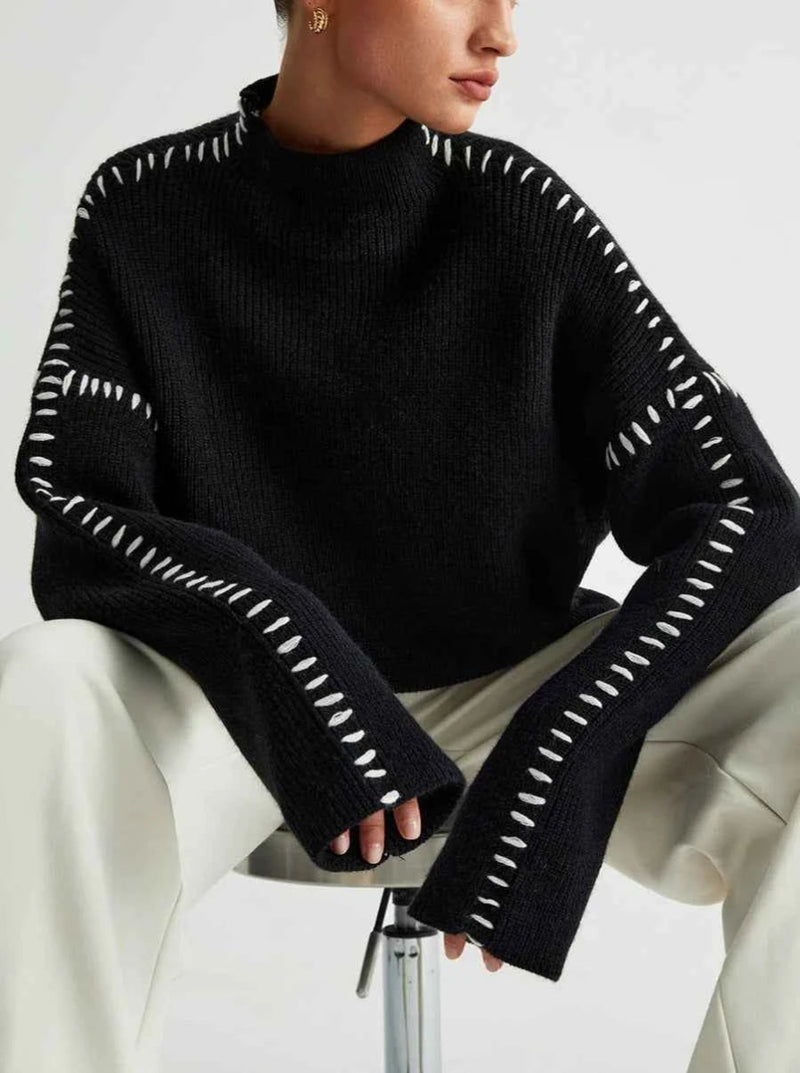 Oversized sweater with high collar