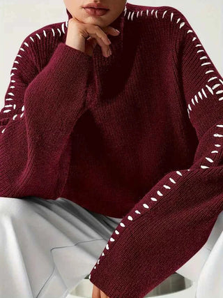 Oversize - Pullover mit hohem Kragen - Cecile LavelleRot