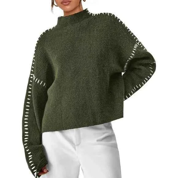 Oversized sweater with high collar