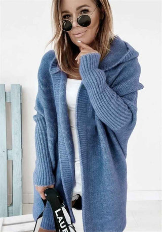 Oversize Strickjacke mit Kapuze - Cecile LavelleBlau