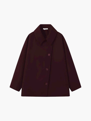 Oversize Wintermantel mit Knopfverschluss - Cecile LavelleDunkelrot