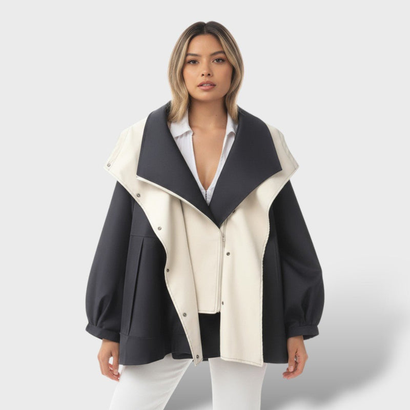 Oversized Hooded Jacket with Notch Collar
