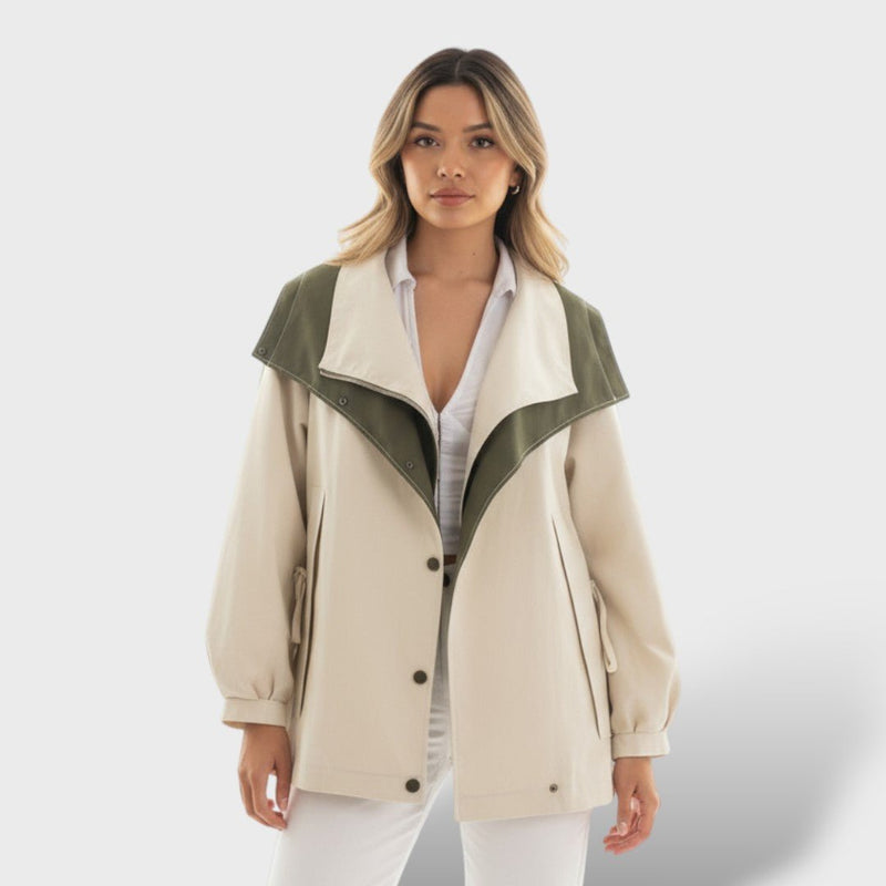 Oversized Hooded Jacket with Notch Collar