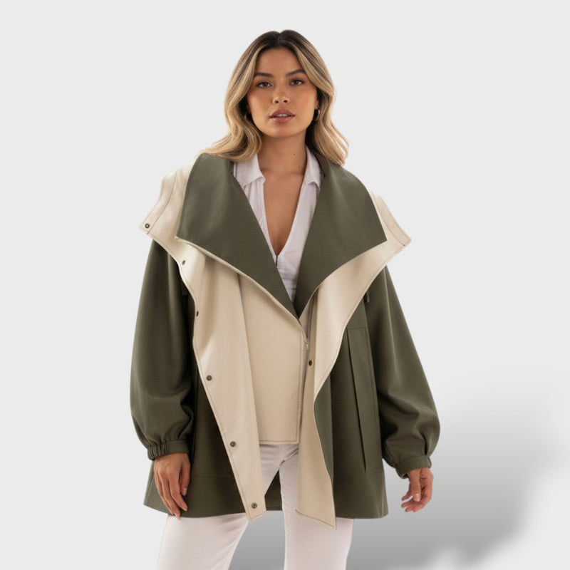 Oversized Hooded Jacket with Notch Collar