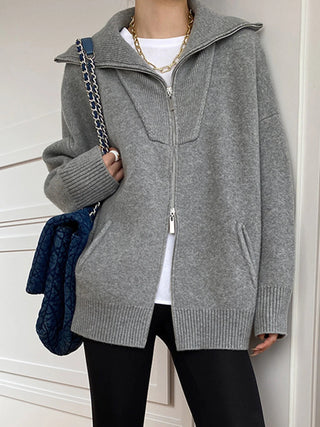 Oversized Offener Kragen - Cardigan - Cecile LavelleGrau