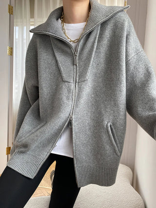 Oversized Offener Kragen - Cardigan - Cecile LavelleGrau