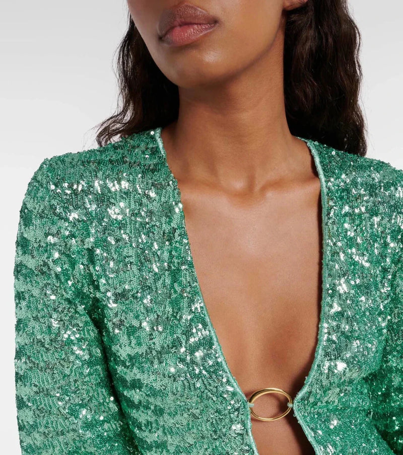 Sequin Mini Dress with Deep V-Neck for Party