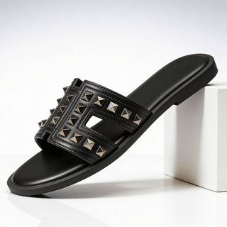 Pantoletten Damen elegant mit Nieten - Cecile LavelleSchwarz