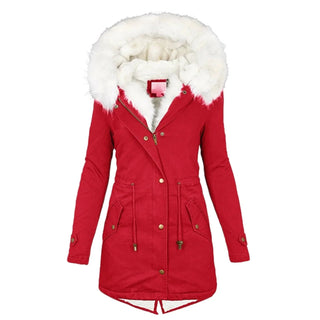 Parka Damen mit Kapuze in Rot