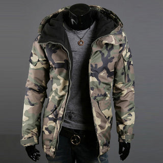 Parka Herren Gefüttert in Olivgrün Camouflage