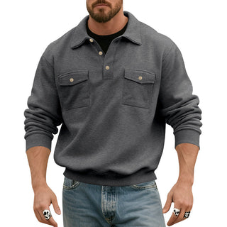 Poloshirt Herren Langarm in Dunkelgrau