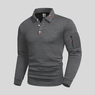 Poloshirt Herren Langarm in Grau