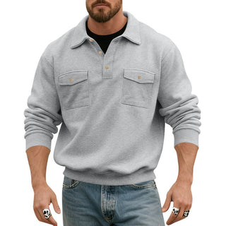 Poloshirt Herren Langarm in Hellgrau