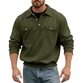 Poloshirt Herren Langarm in Oliv