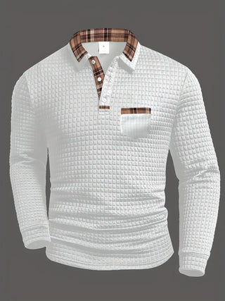 Poloshirt Herren Langarm Regular Fit - Cecile LavelleWeiß